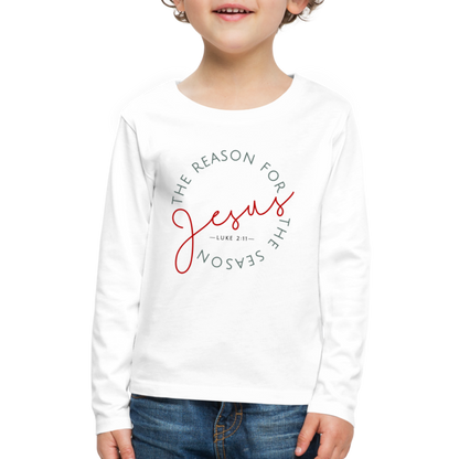 The Reason for the Season (Color) Christmas Family Kids' Premium Long Sleeve T-Shirt - white