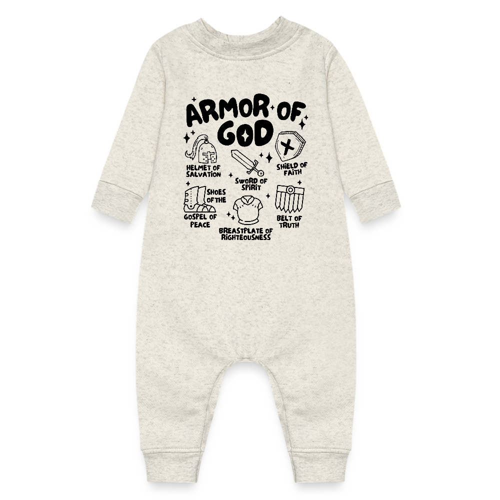 Armor of God Fleece Baby Onesie Bodysuit - heather oatmeal