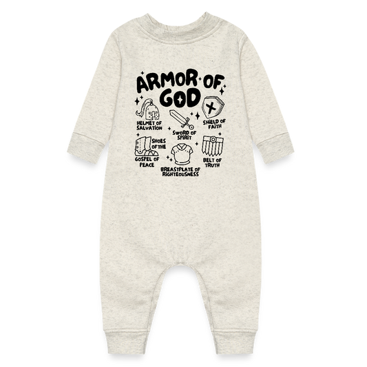 Armor of God Fleece Baby Onesie Bodysuit - heather oatmeal