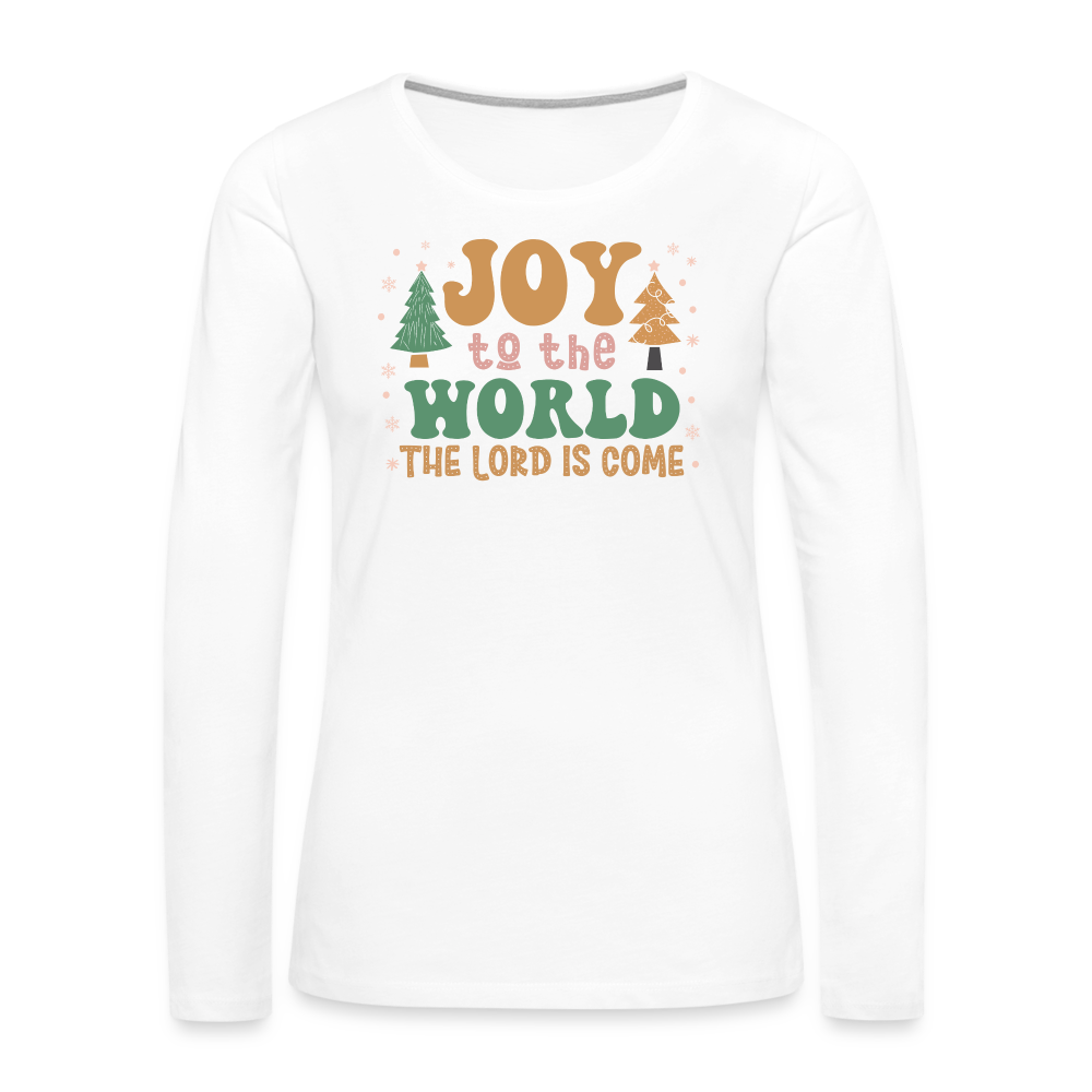 Joy to the World Christmas Family Women's Premium Long Sleeve T-Shirt - white