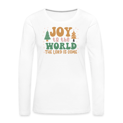 Joy to the World Christmas Family Women's Premium Long Sleeve T-Shirt - white