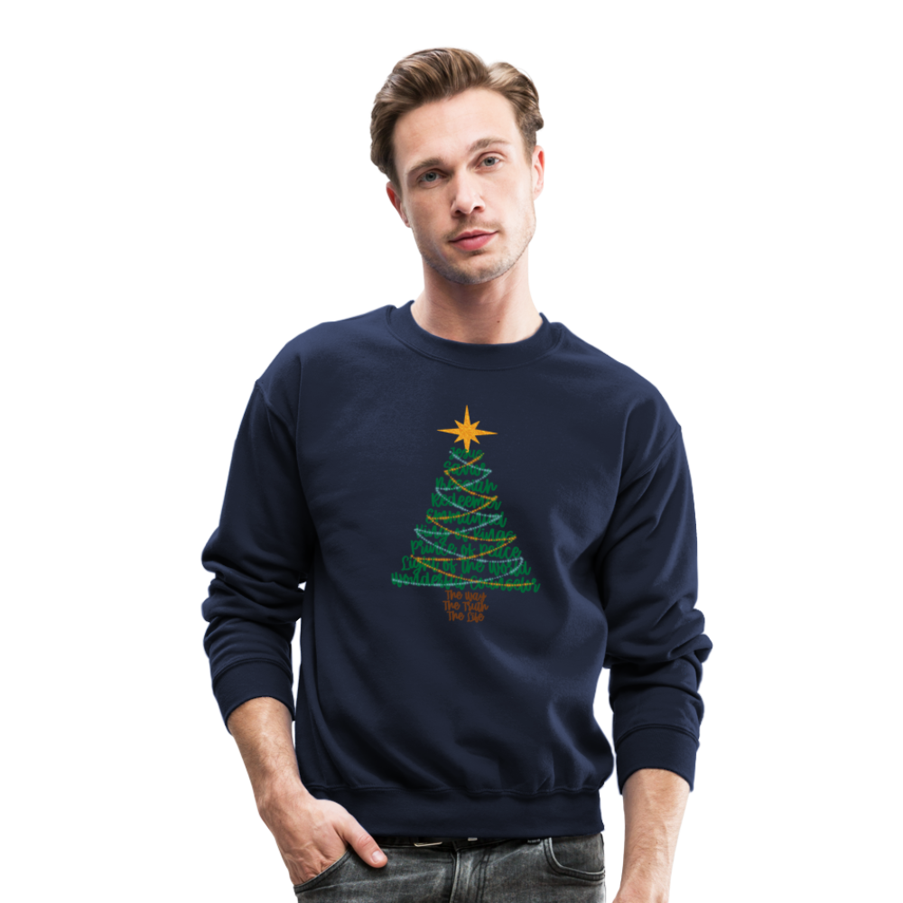 Names of Jesus Christmas Tree Men's Sweater - navy