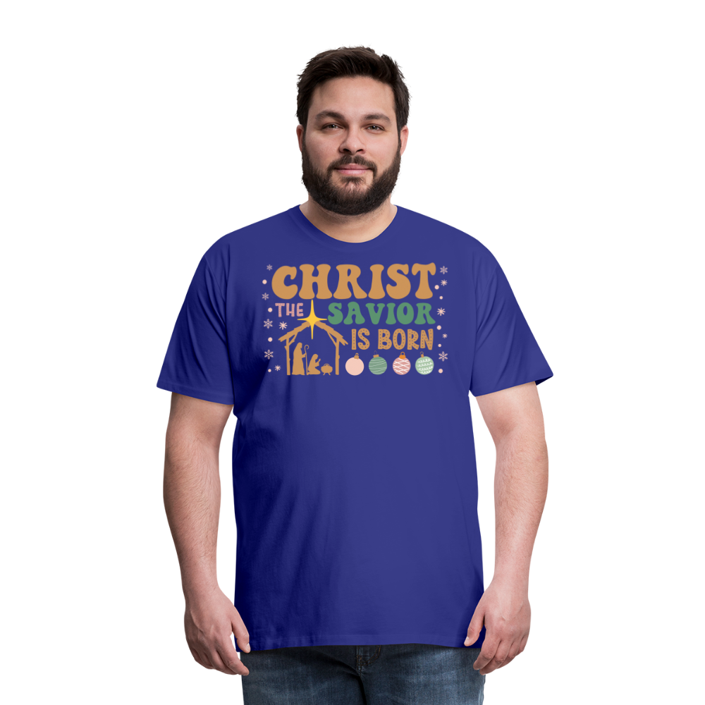 Christ the Savior is Born Christmas Family Men's Premium T-Shirt - royal blue