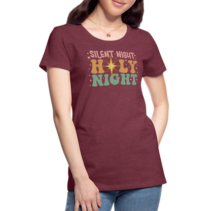 Silent Night Christmas Family Women’s Premium T-Shirt - heather burgundy