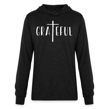 Grateful Men's Long Sleeve Shirt with Hood - heather black