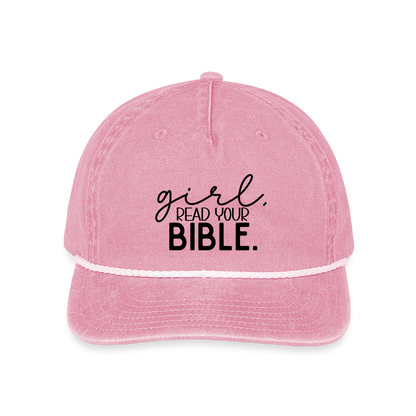 Girl Read Your Bible Hat Cap - washed pink