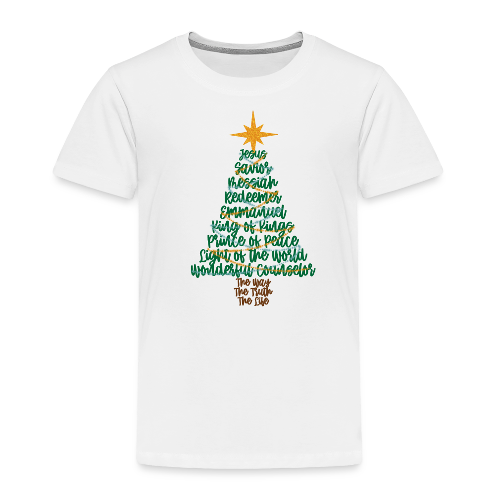 Names of Jesus Christmas Tree Toddler Shirt - white