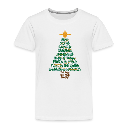 Names of Jesus Christmas Tree Toddler Shirt - white