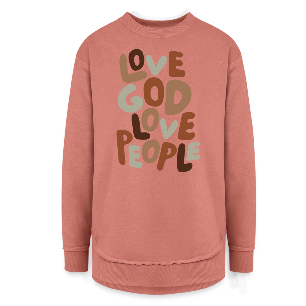 Love God Love People Women's Long Sleeve Weekend Tunic - mauve