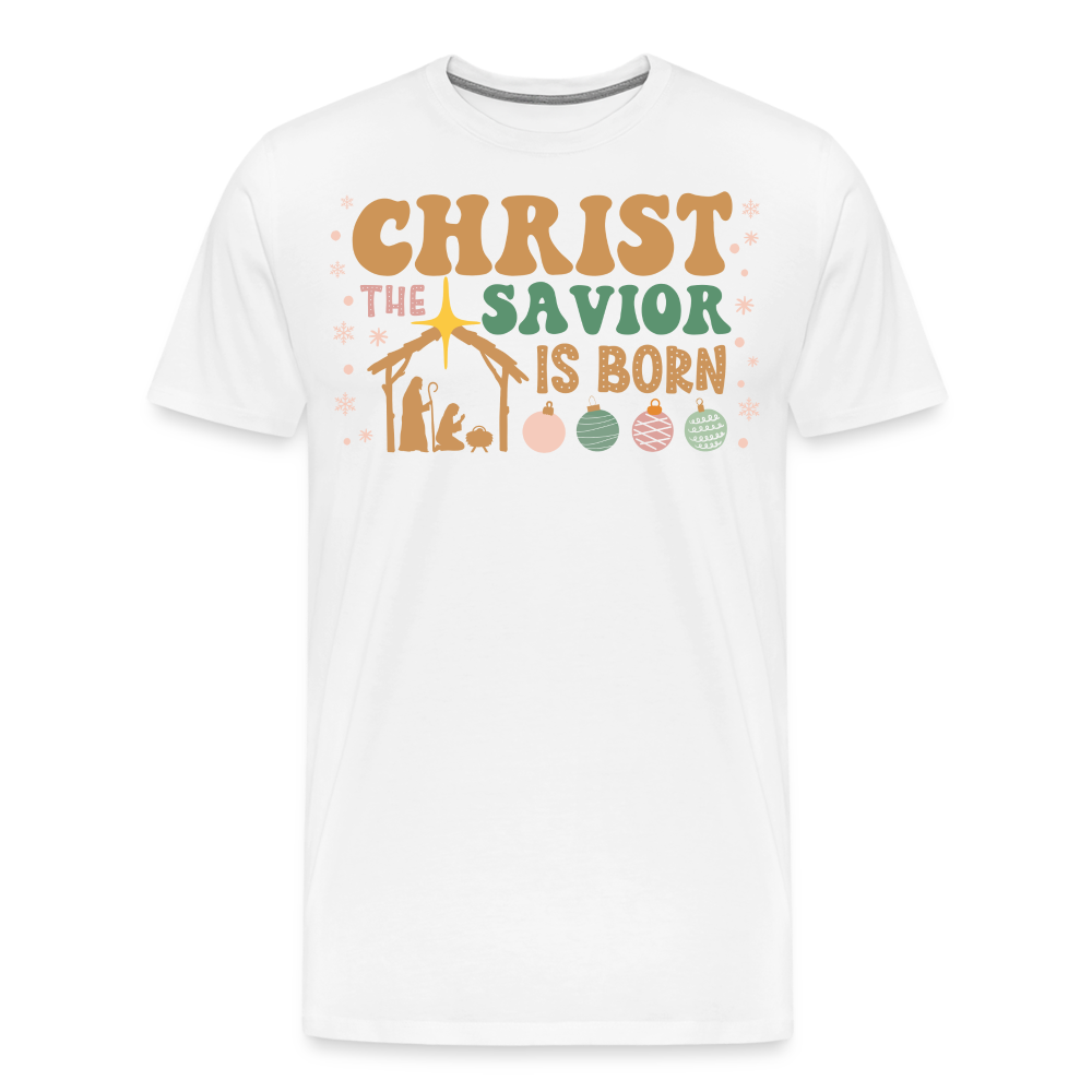 Christ the Savior is Born Christmas Family Men's Premium T-Shirt - white