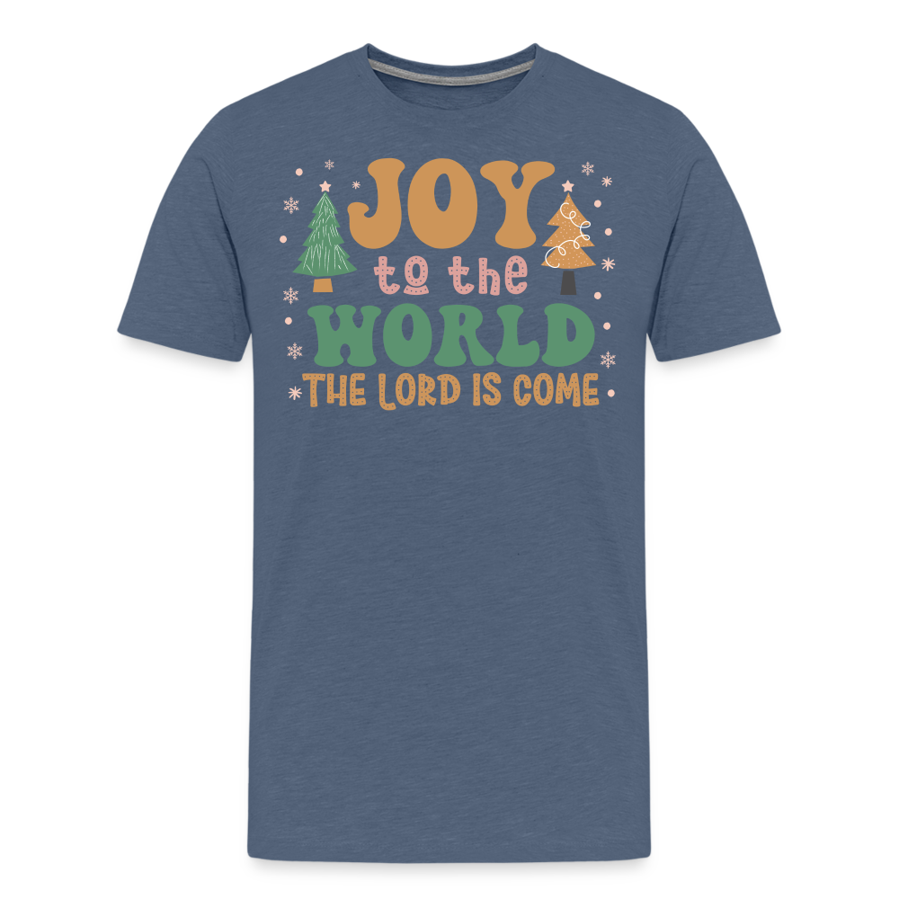 Joy to the World Christmas Family Men's Premium T-Shirt - heather blue