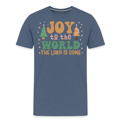 Joy to the World Christmas Family Men's Premium T-Shirt - heather blue