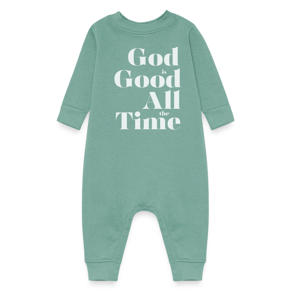 God is Good All the Time Baby Fleece One Piece - saltwater