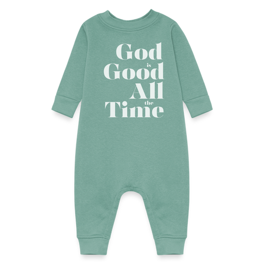 God is Good All the Time Baby Fleece One Piece - saltwater