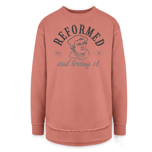 Reformed & Loving It Reformation Day Women's Weekend Tunic Fleece Sweatshirt - mauve