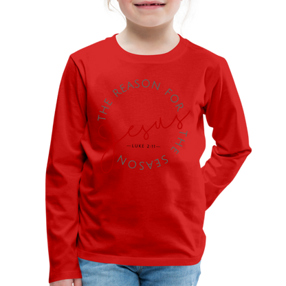 The Reason for the Season (Color) Christmas Family Kids' Premium Long Sleeve T-Shirt - red