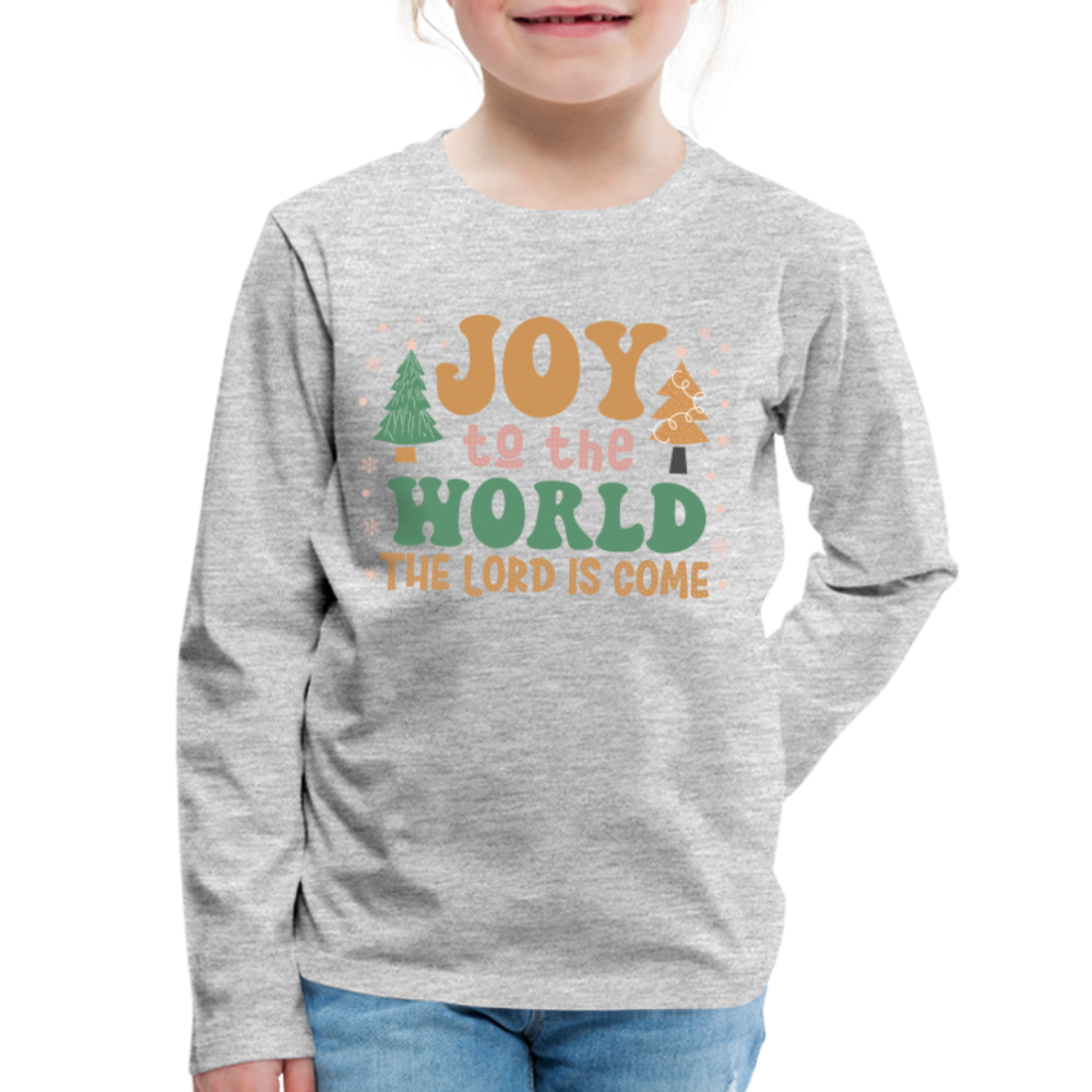 Joy to the World Christmas Family Kids' Premium Long Sleeve T-Shirt - heather gray