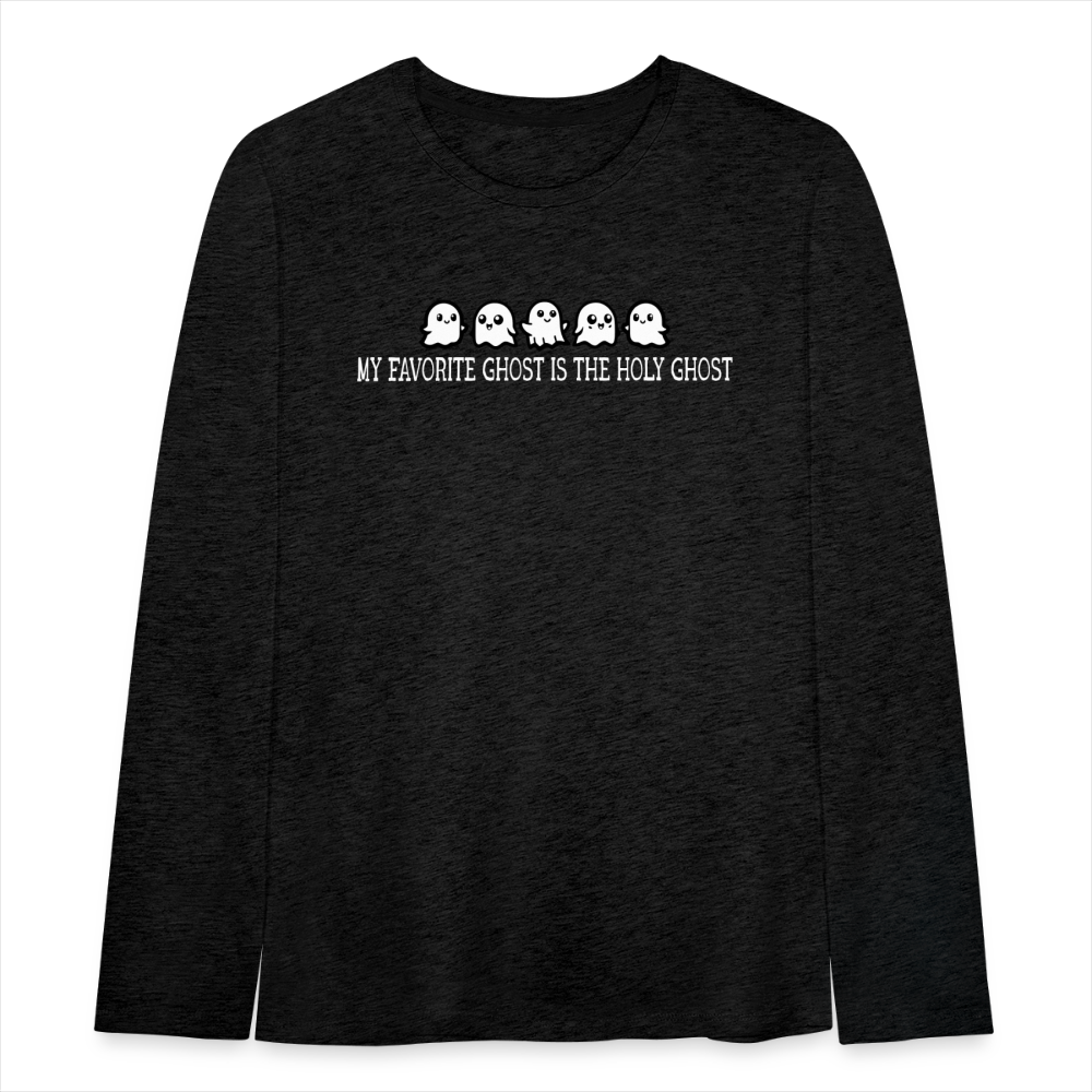 My Favorite Ghost is the Holy Ghost (W) Kid's Long Sleeve Shirt - charcoal grey