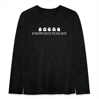 My Favorite Ghost is the Holy Ghost (W) Kid's Long Sleeve Shirt - charcoal grey