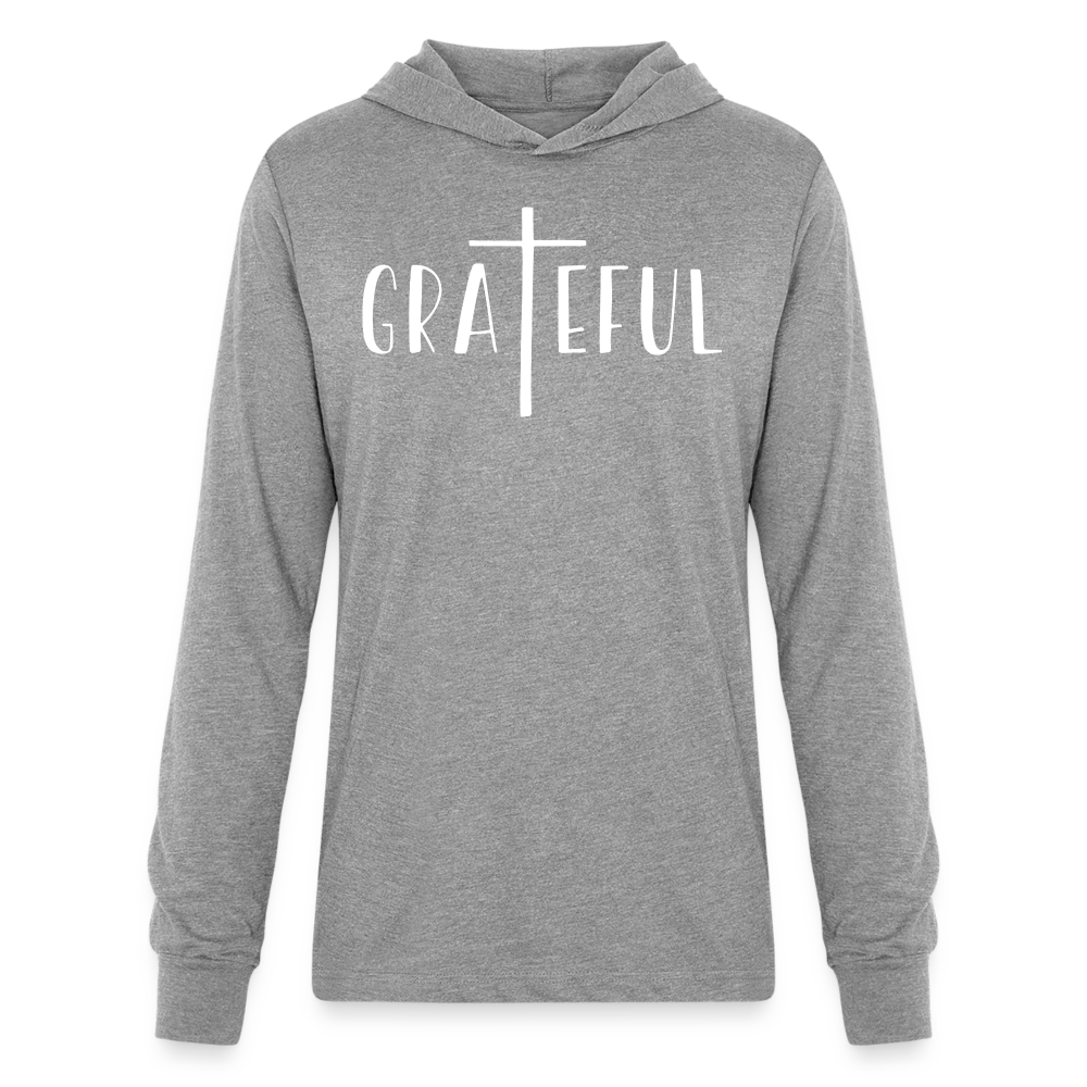 Grateful Men's Long Sleeve Shirt with Hood - heather grey