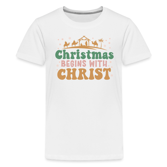 Christmas Begins with Christ Family Kids' Premium T-Shirt - white