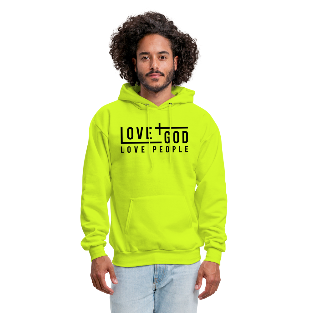 Love God Love People Men's Hoodie - safety green