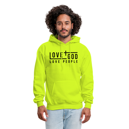 Love God Love People Men's Hoodie - safety green