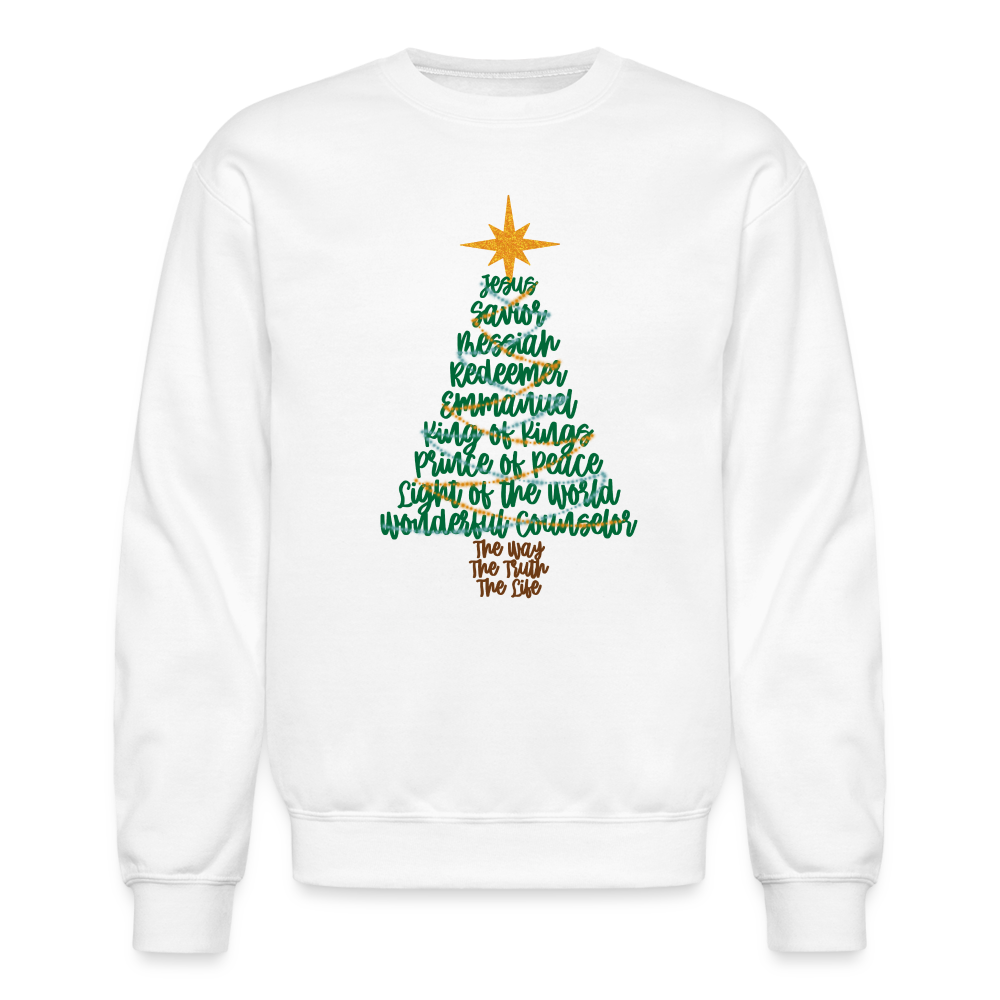 Names of Jesus Christmas Tree Men's Sweater - white