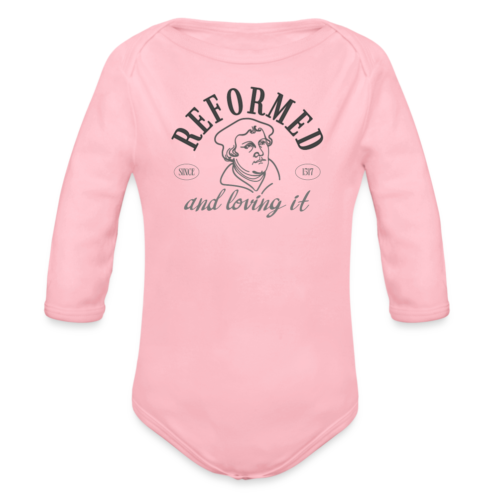 Reformed & Loving It Reformation Day Baby Long Sleeve Bodysuit - light pink