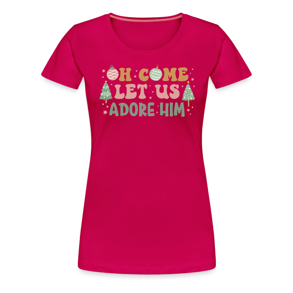 O Come Let Us Adore Him Christmas Family Women’s Premium T-Shirt - dark pink