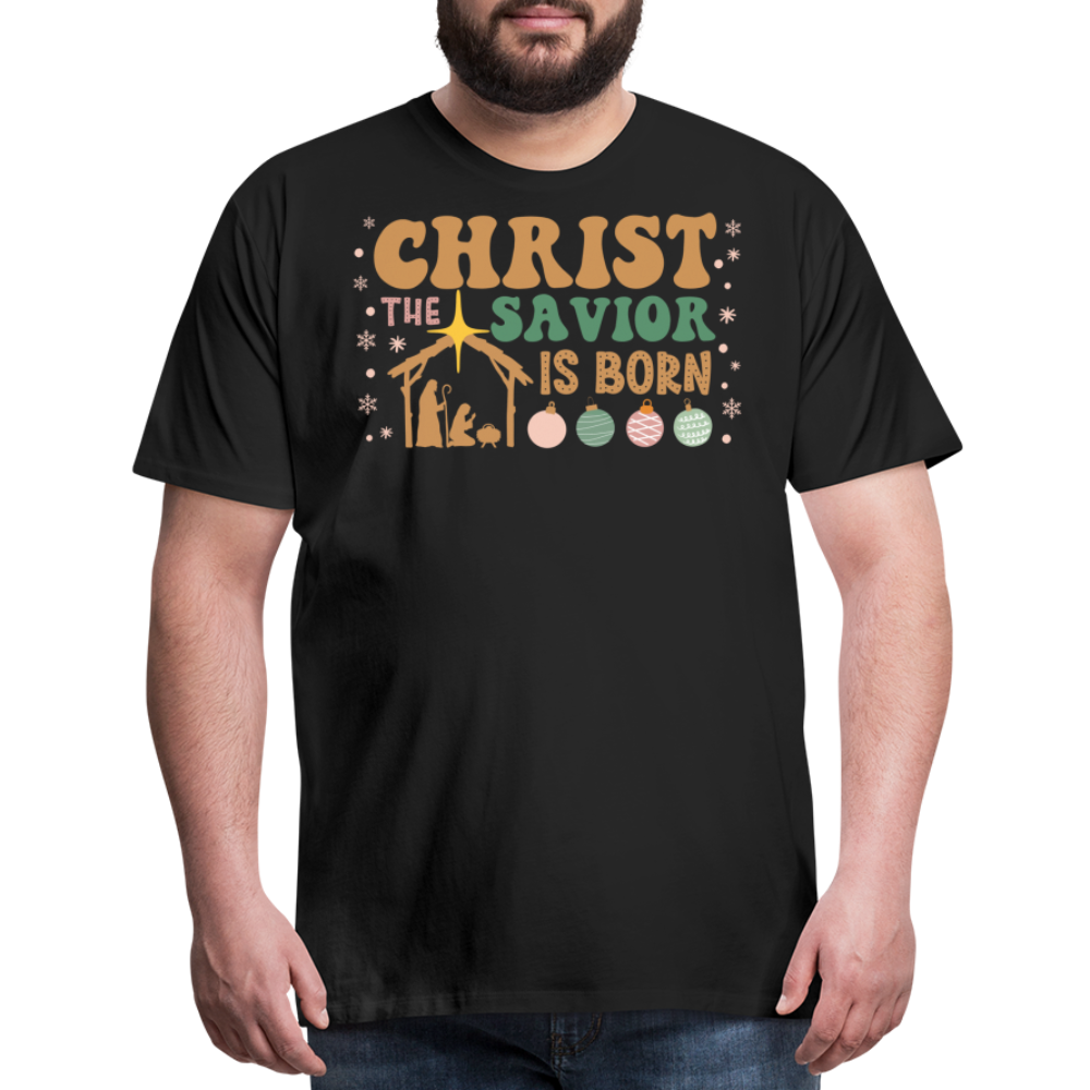 Christ the Savior is Born Christmas Family Men's Premium T-Shirt - black