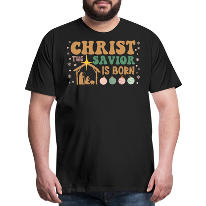 Christ the Savior is Born Christmas Family Men's Premium T-Shirt - black