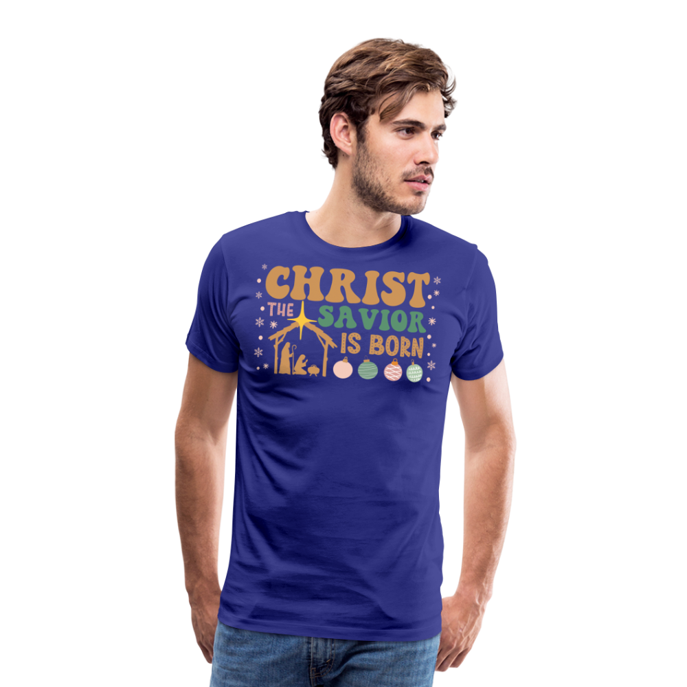 Christ the Savior is Born Christmas Family Men's Premium T-Shirt - royal blue