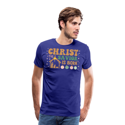 Christ the Savior is Born Christmas Family Men's Premium T-Shirt - royal blue