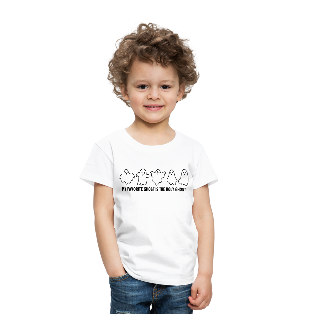 My Favorite Ghost is the Holy Ghost (B, Outline) Toddler T-Shirt - white