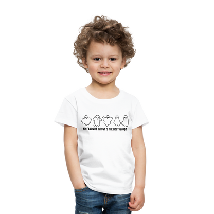 My Favorite Ghost is the Holy Ghost (B, Outline) Toddler T-Shirt - white