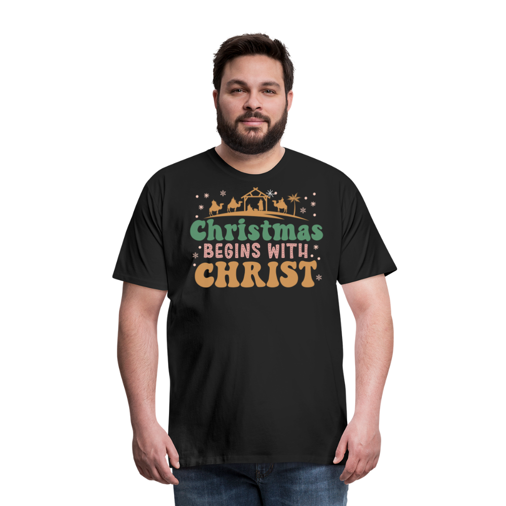 Christmas Begins with Christ is Born Christmas Family Men's Premium T-Shirt - black