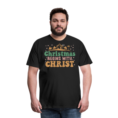 Christmas Begins with Christ is Born Christmas Family Men's Premium T-Shirt - black