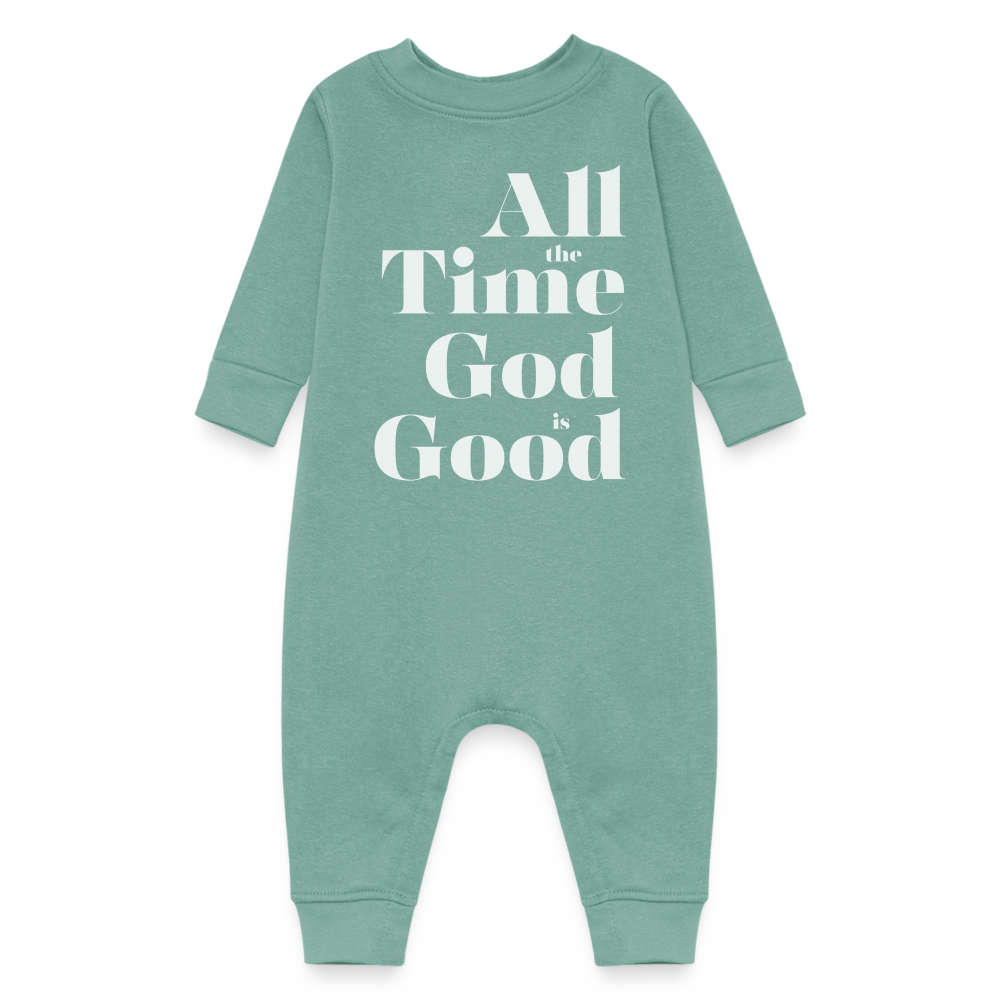 All the Time God is Good All the Time Baby Fleece One Piece - saltwater