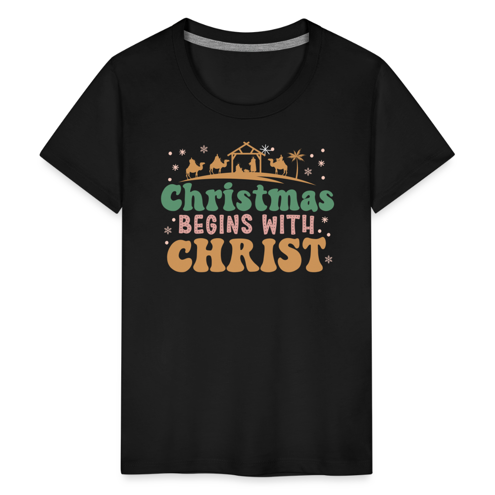 Christmas Begins with Christ Family Kids' Premium T-Shirt - black