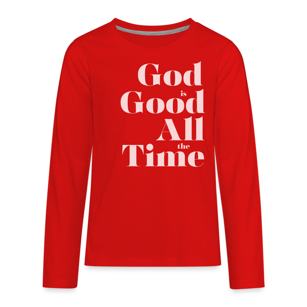 God is Good Kids' Premium Long Sleeve T-Shirt - red