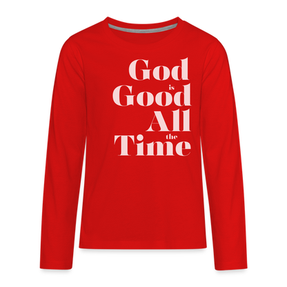 God is Good Kids' Premium Long Sleeve T-Shirt - red