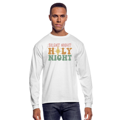 Silent Night Christmas Family Men's Long Sleeve T-Shirt - white