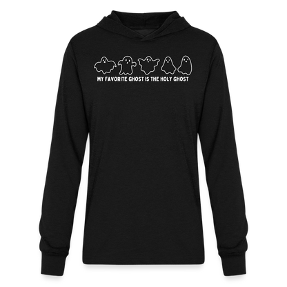 My Favorite Ghost is the Holy Ghost (Outline) Men's Long Sleeve Shirt - black