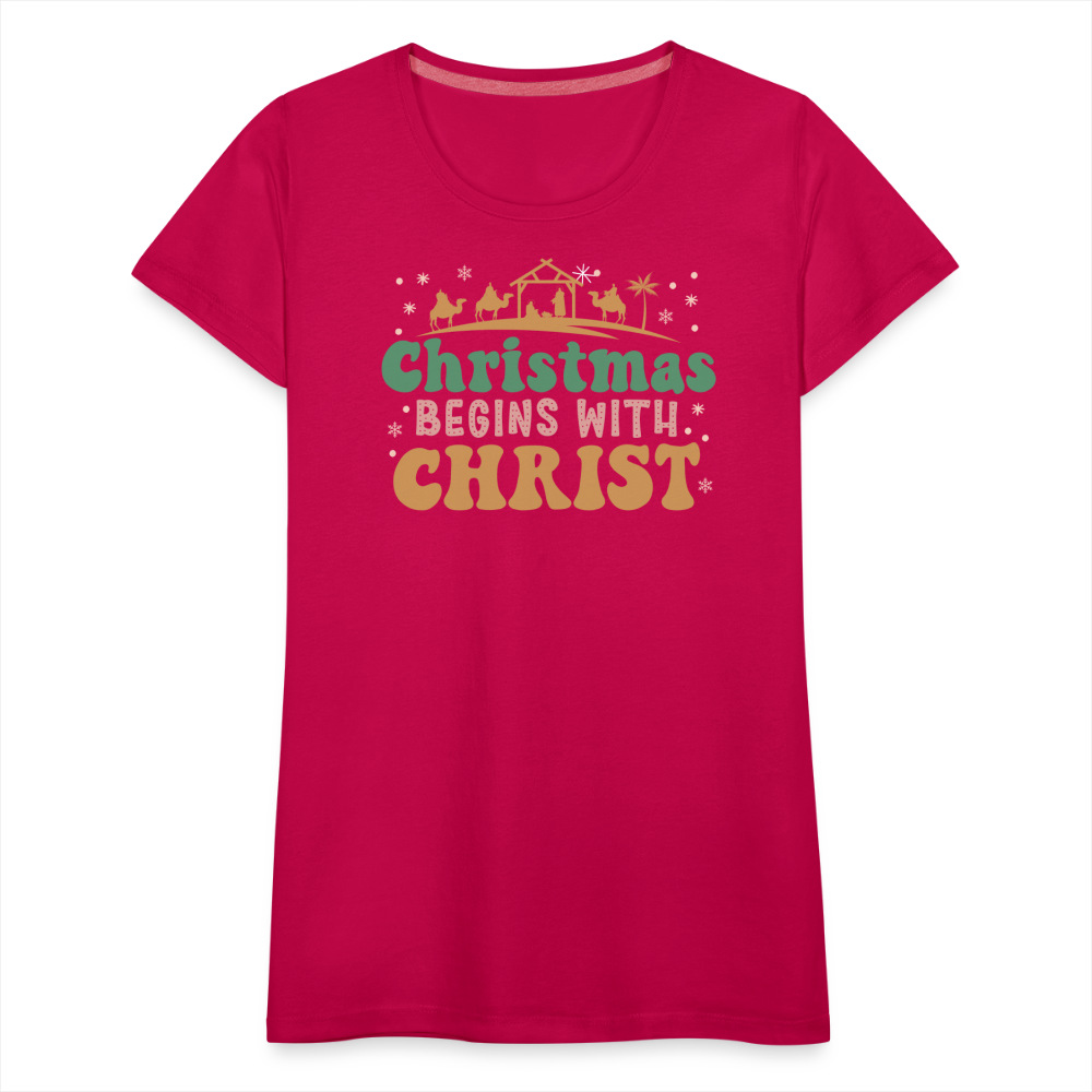 Christmas Begins with Christ Family Women’s Premium T-Shirt - dark pink