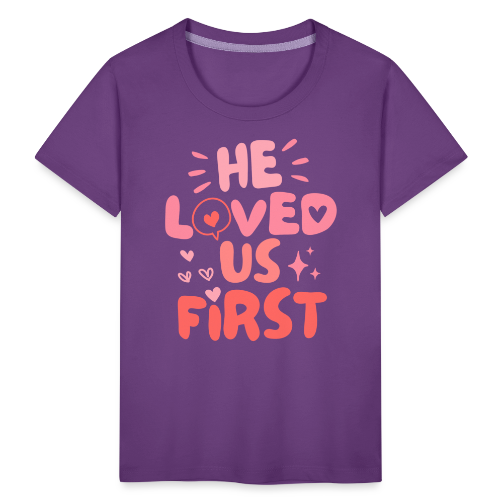 He Loved Us First (Pink) Toddler T-Shirt - purple