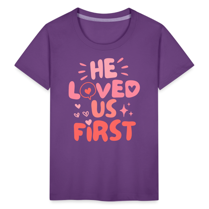 He Loved Us First (Pink) Toddler T-Shirt - purple