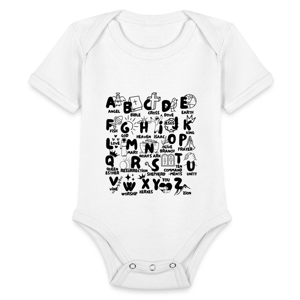 Bible Alphabet Baby Onesie Bodysuit - white