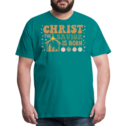 Christ the Savior is Born Christmas Family Men's Premium T-Shirt - teal