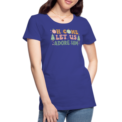 O Come Let Us Adore Him Christmas Family Women’s Premium T-Shirt - royal blue